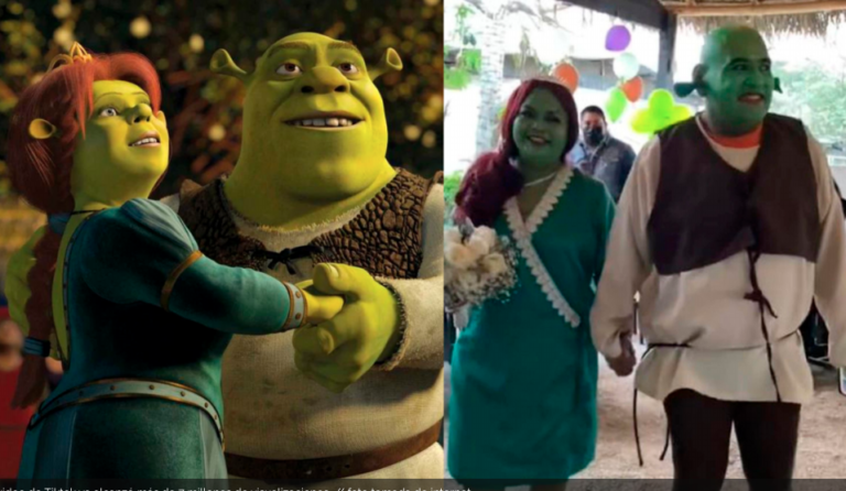 Insólita boda: pareja se casa como Shreek y Fionna y se hacen virales